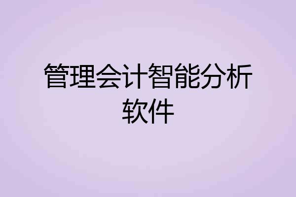 管理会计智能分析软件