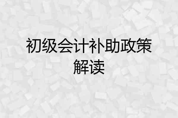 初级会计补助政策解读