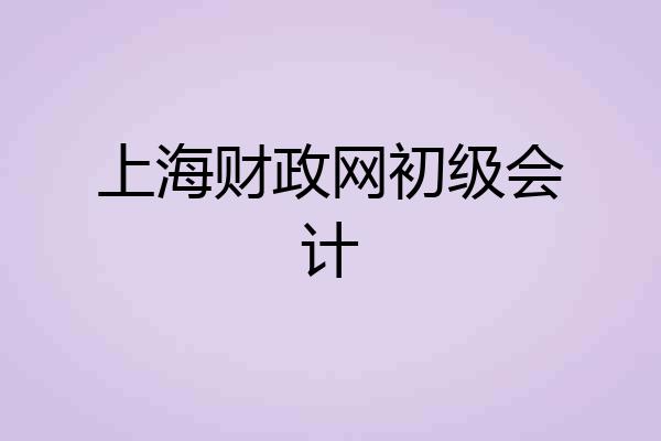 上海财政网初级会计