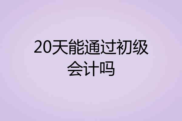 20天能通过初级会计吗
