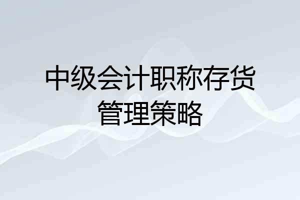 中级会计职称存货管理策略