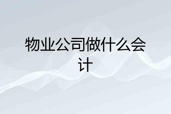 物业公司做什么会计