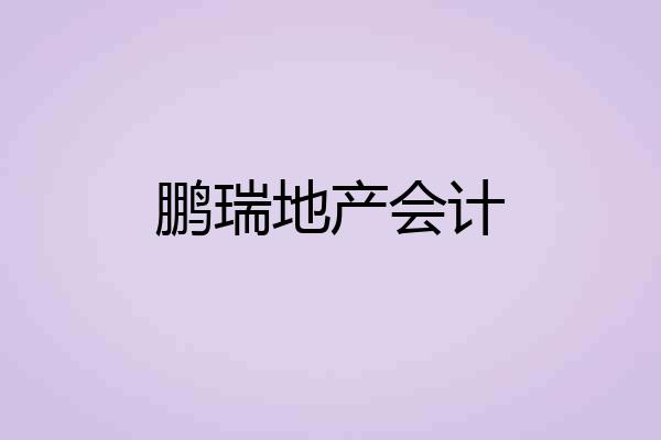 鹏瑞地产会计
