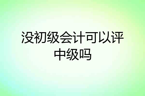 没初级会计可以评中级吗