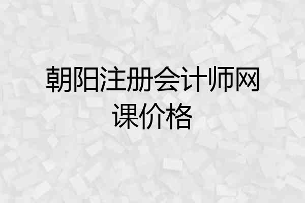 朝阳注册会计师网课价格