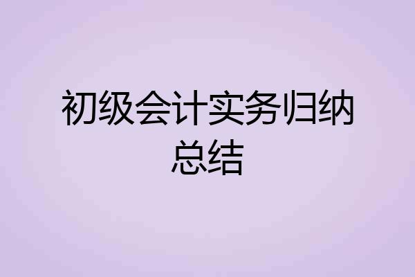 初级会计实务归纳总结