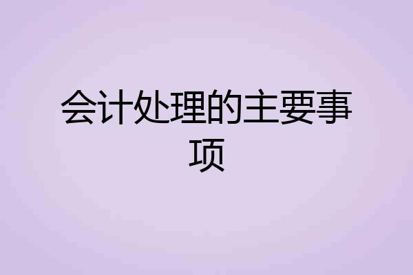 会计处理的主要事项