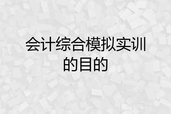 会计综合模拟实训的目的