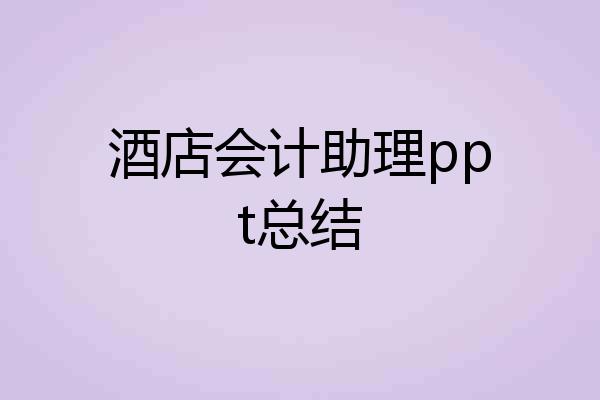 酒店会计助理ppt总结