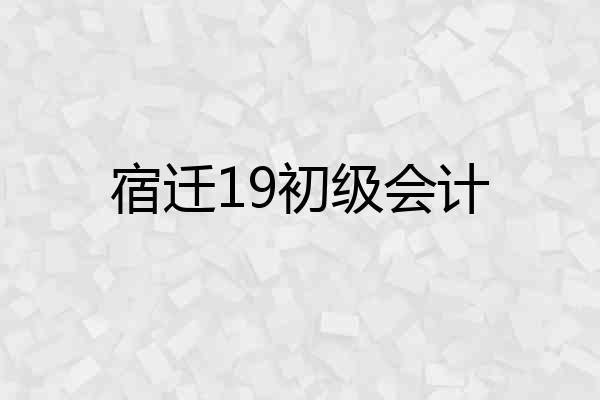 宿迁19初级会计