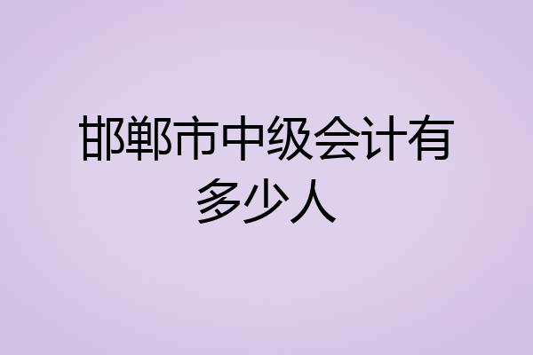 邯郸市中级会计有多少人