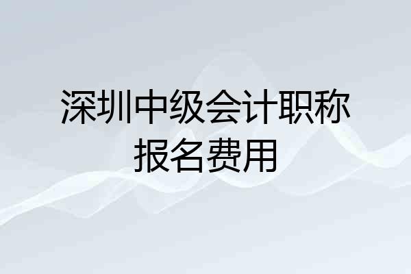 深圳中级会计职称报名费用