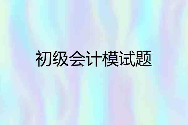 初级会计模试题