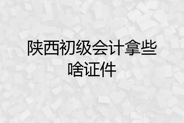 陕西初级会计拿些啥证件