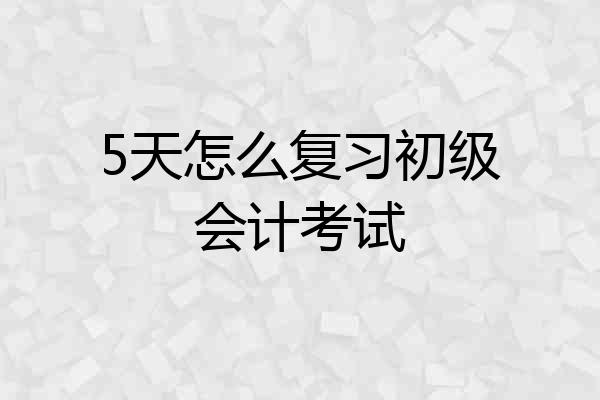 5天怎么复习初级会计考试