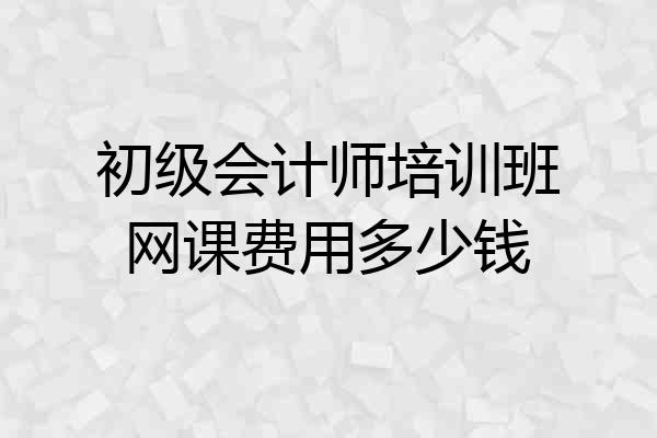初级会计师培训班网课费用多少钱