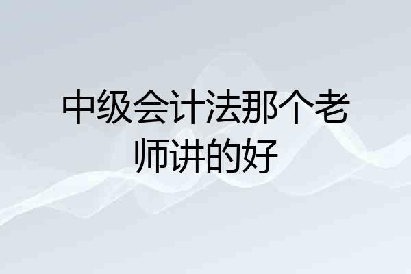 中级会计法那个老师讲的好