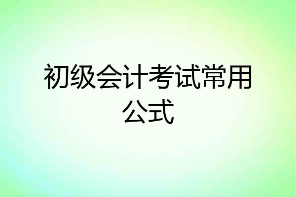 初级会计考试常用公式
