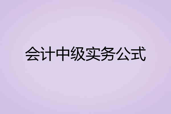 会计中级实务公式