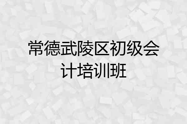 常德武陵区初级会计培训班