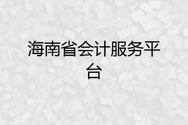 海南省会计服务平台