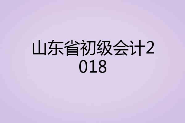 山东省初级会计2018