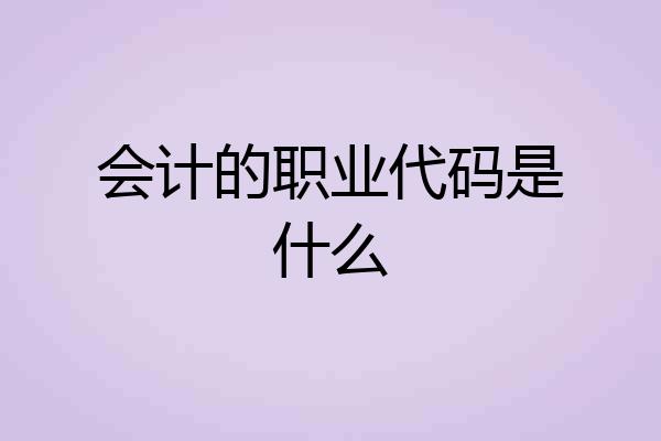 会计的职业代码是什么