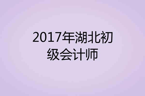 2017年湖北初级会计师