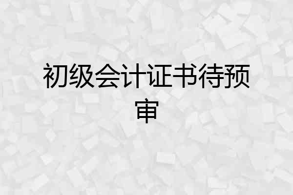 初级会计证书待预审