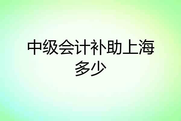 中级会计补助上海多少