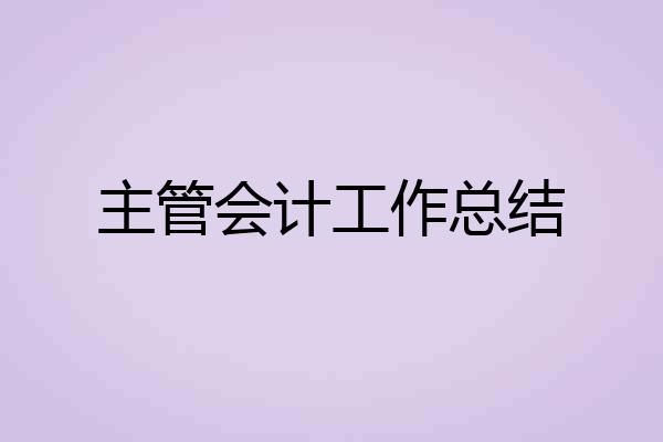 主管会计工作总结