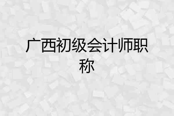 广西初级会计师职称