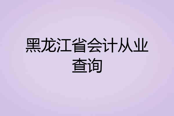 黑龙江省会计从业查询
