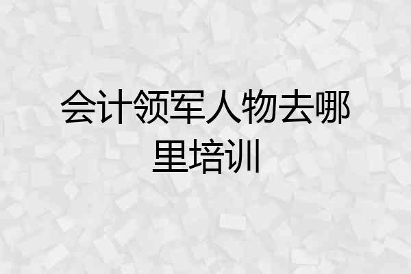 会计领军人物去哪里培训