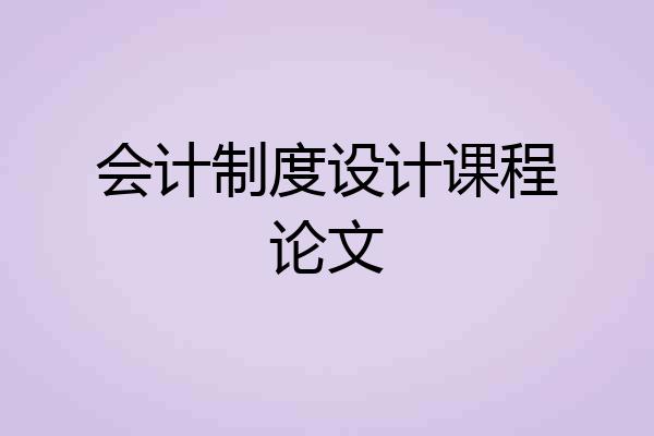 会计制度设计课程论文