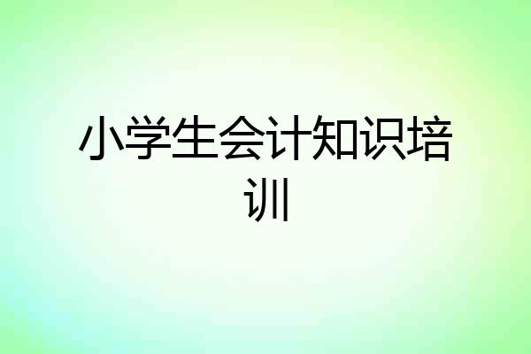 小学生会计知识培训