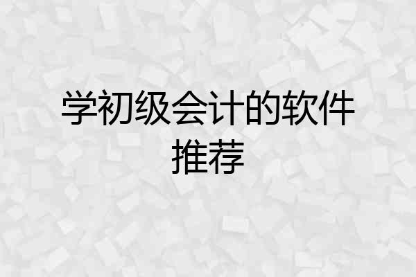 学初级会计的软件推荐