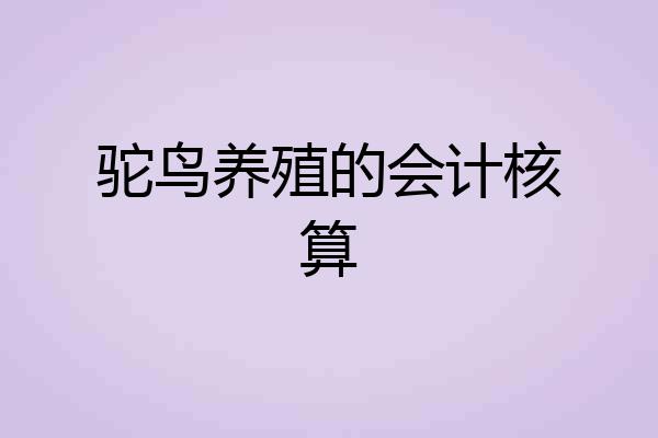 驼鸟养殖的会计核算