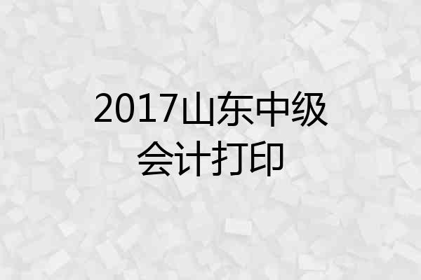2017山东中级会计打印