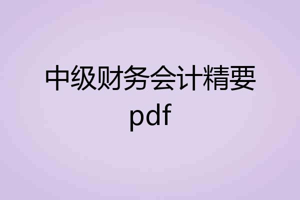 中级财务会计精要pdf