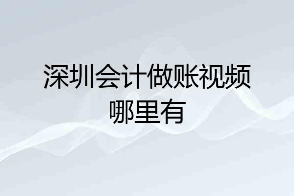 深圳会计做账视频哪里有