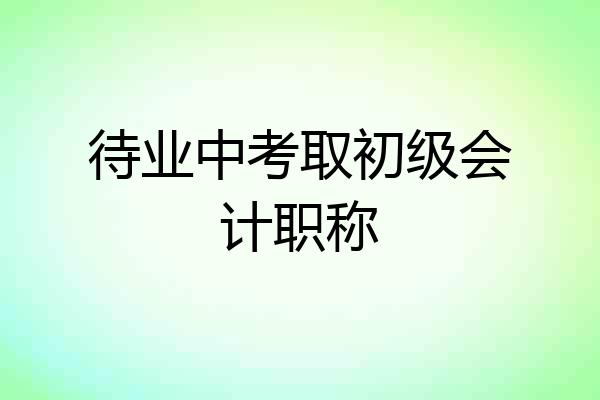 待业中考取初级会计职称