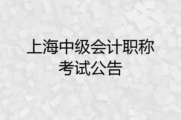 上海中级会计职称考试公告
