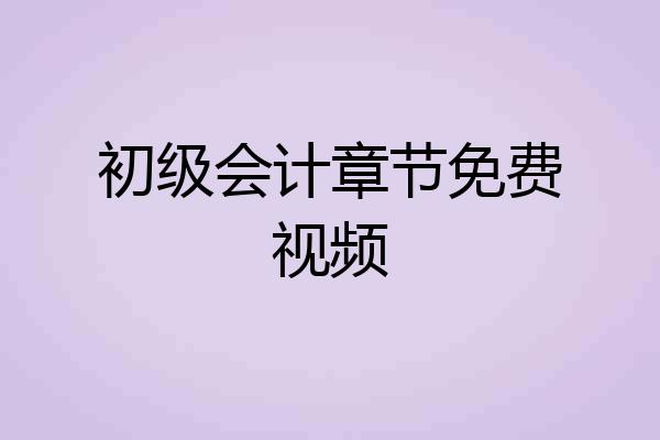 初级会计章节免费视频