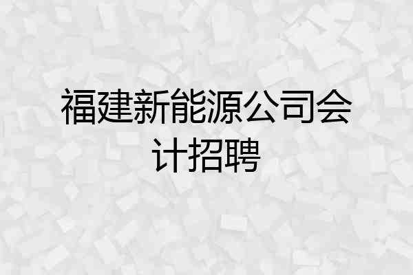 福建新能源公司会计招聘