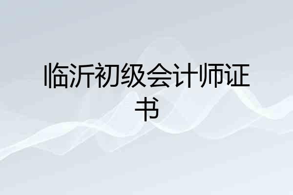 临沂初级会计师证书