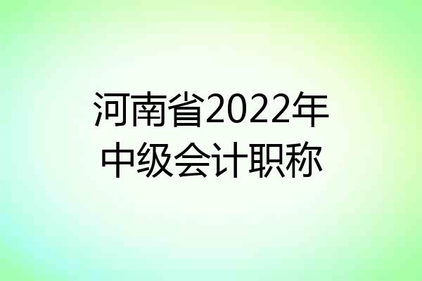 河南省2022年中级会计职称