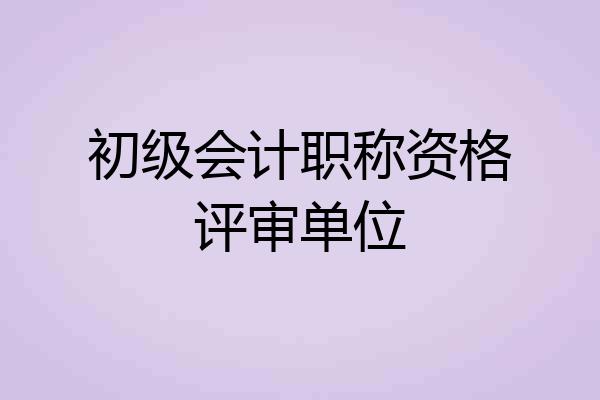 初级会计职称资格评审单位