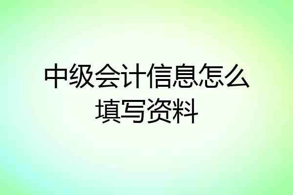 中级会计信息怎么填写资料