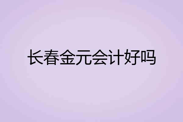长春金元会计好吗